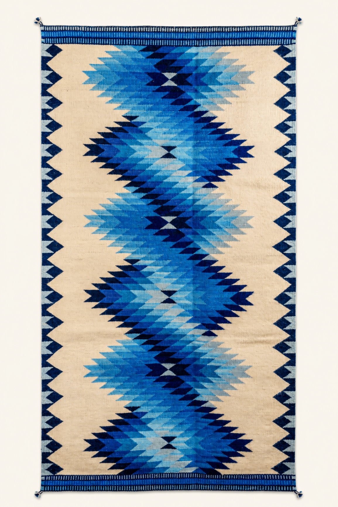 Diamantes de Índigo — handwoven Zapotec rug by Wilmer Vásquez Luis