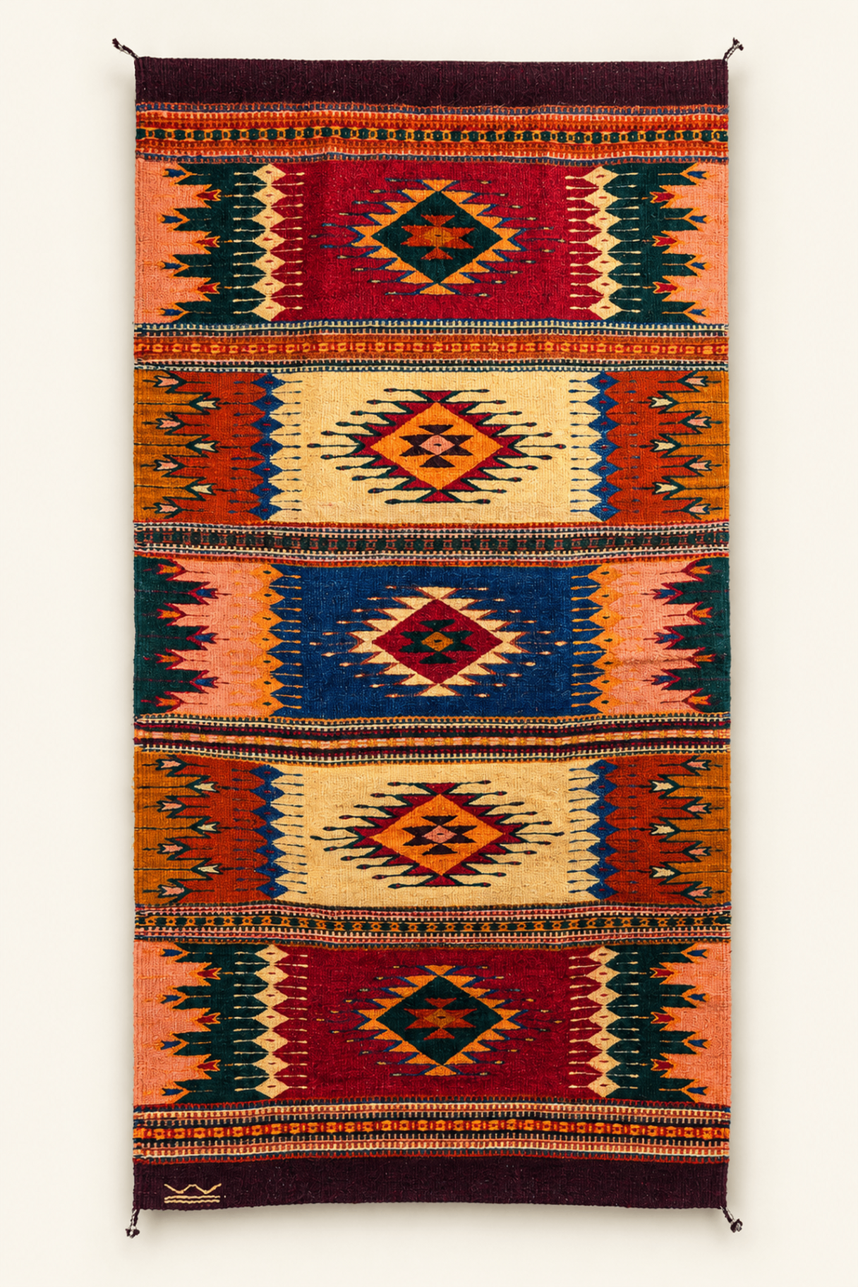 Diamante de Fuego — handwoven Zapotec rug by Wilmer Vásquez Luis